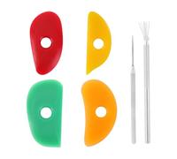 4pcs Silicone Pottery Trimming Ribs, with Clay Needle & Feather Wire Texture Mud Tool for Ceramics Sculpting Clay Modeling Texturing & Shaping Scoring Essential Supplies for Potters Artists