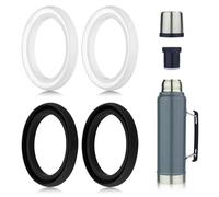 4pcs Silicone Replacement Gaskets Classic for Stanley, Sealing O Ring Gasket for Thermos Lid Compatible with Stanley Classic 20oz 1.0 QT 1.5 QT 2 QT 2.5 QT Vacuum Bottle Stopper (Black, White)