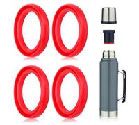 4pcs Silicone Replacement Gaskets Classic for Stanley, Sealing O Ring Gasket for Thermos Lid Compatible with Stanley Classic 20oz 1.0 QT 1.5 QT 2 QT 2.5 QT Vacuum Bottle Stopper (Red)