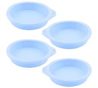 4PCS Silicone Round Cake Pans, 4inch Round Ramekins, Nonstick Silicone Mold, Air Fryer Egg Mould, Ring Molds, Non-Stick Tray, Kitchen Accessories, Poachers for Cooking Baking Muffin Sandwiches(Blue)