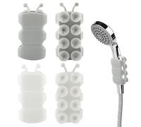 4pcs Silicone Shower Head Holder, Universal Relocatable Shower Head Suction Cup Holder, No-Drilling Fixed Seat Shower Holder Wall Mount Adjustable Shower Head Bracket for Bathroom