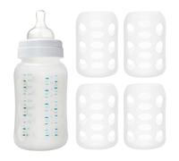 4PCS Silicone Sleeve for Glass Bottle, Heat Insulation Non Slip Flexible Silicone Bottle Covers for 120ml Wide-Mouthed Baby Bottles Traveling