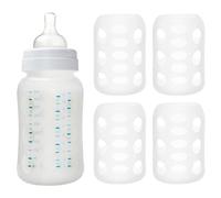 4PCS Silicone Sleeve for Glass Bottle, Heat Insulation Non Slip Flexible Silicone Bottle Covers for 120ml Wide-Mouthed Baby Bottles Traveling