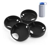 4pcs Silicone Splash Guard for Nalgene 32 oz Wide Mouth Lid, Anti-Spill Splashguard Easy Sipper for Nalgene Water Bottles Accessory (Black)
