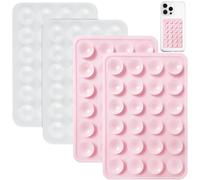 4Pcs Silicone Suction Phone Case Mount, Cute Hands-Free Sticky Phone Grip for Selfies Tiktok, Strong Adhesive Waterproof Compatible with iPhone & Android (White Light Pink)