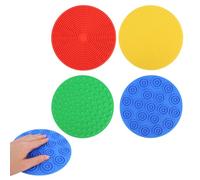 4pcs Silicone Tactile Pads, 4 Styles Soft Textured Pads for Kids Calm Down Item Tactile Mats Fidget Wall Toys for Women Men Elderly (Blue, Yellow, Green, Red)