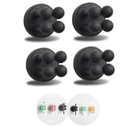 4Pcs Silicone Toothbrush Holders for Bathrooms,Waterproof Self Adhesive Multifunctional Hook for Hanging Towel Key Plug Cable for Bathroom Kitchen Living Room Office Black