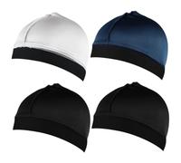 4PCS Silk Durag for Men Elastic Edge Milk Silk Durag with Crown Compression Fashion Breathable Wave Cap for Parties, Family Gatherings and Casual Outings..
