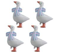 4Pcs Silly Goose Balloons Party Birthday Decorations, One Silly Goose with Bow Foil Balloon Set for Farm Animal Theme, Funny Geese Shower & Birthday Party Supplies