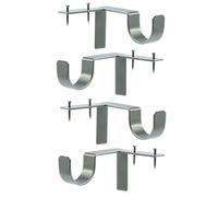 4Pcs Silver Bracket Hang Curtain Rod Holders Single Hook Right Into Window Frame Decor, Applicable Living Room Kitchen