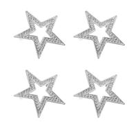 4pcs Silver Five Pointed Star Brooch Pin in Zinc Alloy