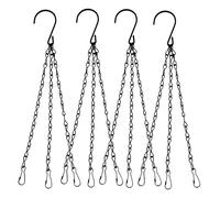 4pcs Silver Heavy Duty Hanging Basket Chains, 3 Point 14" (35cm) Metal Replacement Chain For Hanging Baskets, Bird Feeders, Lanterns, Flower pots and Ornaments, Maximum load 12kg (Black)
