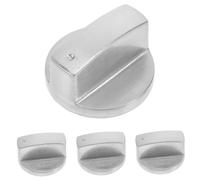 4pcs Silver Zinc Alloy Stove Knob Replacement Parts for Cooktop | 8mm Shaft Fit, Brushed Finish, Home Culinary Settings, Easy Operation for Toaster Oven Use