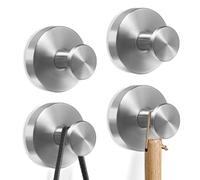 4PCS Silvery Suction Cup Hooks for Hanging up to 22lbs No Drill Suction Strong Hooks for Bathroom Towel Shower Door,Stainless Steel Vacuum Adhesive Wreath Door Hanger(Only for Smooth Flat Surfaces)