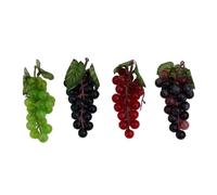 4Pcs Simulated Grape Bunches with Frosted Design in Agate Red Black Green Colors for Home Decor Fruit Display and Party Table Arrangements