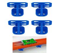 4pcs Single Lane Wall Mount for Hot Wheels & 1/64 Scale Cars and Trucks, PLA Plastic Single Lane Wall-Mounted Track Holder Brackets Compatible with Hot Wheels Track Systems (Blue)