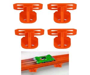 4pcs Single Lane Wall Mount for Hot Wheels & 1/64 Scale Cars and Trucks, PLA Plastic Single Lane Wall-Mounted Track Holder Brackets Compatible with Hot Wheels Track Systems (Orange)