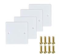 4Pcs Single Socket Blanking Plate White 86mm x 86mm with Screws | Electrical Socket Cover Plate
