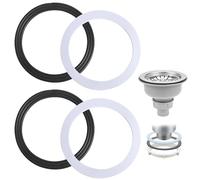 4Pcs Sink Plug Rubber Seal, 110mm O Rings Seal Strainer Plug Sealing Gasket for Kitchen Sink Basket Washers Basin (Black Rubber & White Sponge)