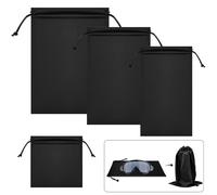 4pcs Ski Goggle Cover Bags, 4 Sizes Snow Sunglasses Soft Microfiber Pouch with Drawstring Eyeglasses Protective Storage Case (Black)