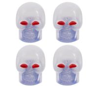 4pcs Skull Shape Luminous Tire Caps Blue Abs Valve Stem Covers