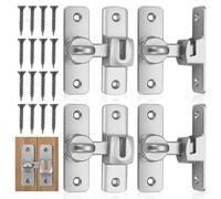 4Pcs Sliding Door Lock,180/90 Degree Door Latches for Internal Door | Aluminum Alloy Door Latch with Screws for Barn Bathroom Barndoor Outdoor Garage Window Cabinet Drawer Garage (Silver)