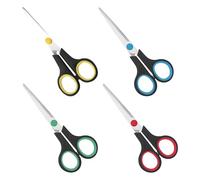 4Pcs Small All Purpose Craft Scissors - Stainless Steel with Protective Cover, MiniStainless Steel Blades, for Paper and Tapes Heavy Duty, for Home Office School, 5.5 Inch (Red, Yellow, Blue, Green)