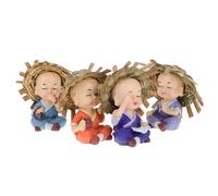 4pcs Small Buddha Statue Resin Mini Monk Ornament for Office Decor