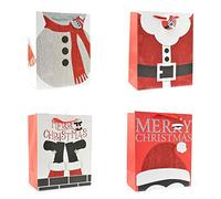 4pcs Small Christmas Gift Bags Glitter Santa Paper Xmas Gift Bags Recyclable