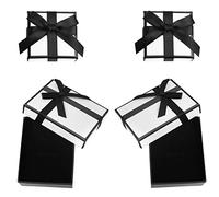 4pcs Small Gift Boxes Jewelry Gift Boxes Bracelet Boxes Earring Gift Box with Lid Square Kraft Jewellery Boxes with Bow-knot Necklace Ring Gift Boxes for Valentine's Day Birthday Christmas Presents