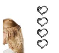 4Pcs Small Heart Shape Hair Clips Metal Claw Clip, Hair Clips Non-slip Hair Claw Clips Jaw Hair Clamp Hairpins for Hair Accessories Women Girls (Metalic)