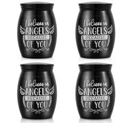 4Pcs Small Keepsake Urn for Ashes 4x3cm Alloy Mini Cremation Urn Waterproof Memorial Ashes Holder Exquisite Small Funeral Urns for Family Loved Ones Human Pet Ashes(black)