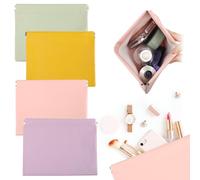 4Pcs Small Makeup Bag for Purse,Waterproof Portable No Zipper Self-closing Pocket Cosmetic Bag,Mini Travel Storage bag,Purse Organizer Pouches for Cosmetic Jewelry Coin, Green, Close Tightly