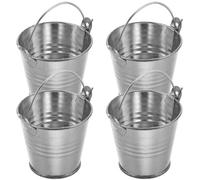 4pcs Small Metal Bucket Heavy-Duty Tin Bucket Garden Mini with Handle for Cleaning Storage Garden Waste Drink Cooler Indoor Outdoor