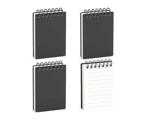 4Pcs Small Notebooks Pocket Size,A7 Notebook, Spiral Pocket Size Notepads with Black Cover, Reporters Notebooks,Mini Lined Paper Notebook for School Office Supplies Business Memo（160 Page,Black)