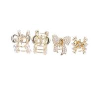 4Pcs Small Pearl Rhinestone Hair Claw Clips for Women Durable Hair Accessories for Styling Everyday Use and Makeup Application
