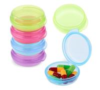 4Pcs Small Pill Box Cute Portable Pill Case Travel Pills Organizer Case Medicine Dispenser Earplug Container Vitamin Holder Liver Oil Storage Case for Women Men Pocket Purse Briefcase