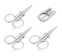 4PCS Small Stainless Steel Folding Portable Craft Scissors Multipurpose Scissors Mini Travel Pocket Cutter for School Home Office Art Craft Sewing Crafting Camping Emergency Outdoors