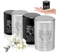 4Pcs Small Urns for Human Ashes Aluminium Alloy Tree of Life Funeral Memorial Ash Holder Mini Cremation Human Ashes Keepsake for Family Loved Ones Pet Dog Cat
