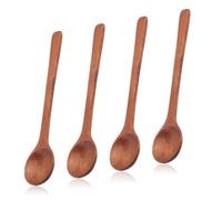 4pcs Small Wooden Spoons, 6.7 Inch Smooth Honey Spoon Acacia Wood Teaspoon Dessert Table Spoons for Cooking Serving Stirring Coffee Tea Honey Sugar Spice Jar Condiment Kitchen Utensils