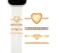 4Pcs Smartwatch Band Decorative Ring 2.6x1.1x1cm Golden Silicone Charm | Smooth Zinc Alloy Finish, Slide-On Reusable Accessory, Chic Style for Women, Date Nights and Casual Wear