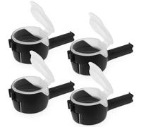 4Pcs Snack Clips That Pour Plastic Reusable Bag Clips with Pour Spouts Kitchen Chip Bag Clips Food Storage Cap Sealing Clip for Snack, Cereal, Nuts,Kitchen Bag(Black)