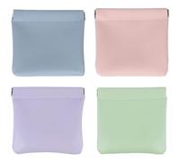 4PCS Snap Closure Pouch Waterproof Snap Closure Leather Pouch Portable Self-Closing Organizer Pouches for Handbag Travel 4.7x4.7in Random Color