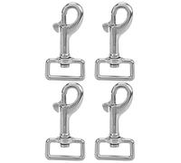 4PCS Snap Hook Square Ring Single Head Dog Leash Buckle, Stainless Steel Spring Hook Swivel Buckle, Universal Key Chain Pet Clasp with 360° Rotation for Wallet Backpack Outdoor Equ (L80mm)