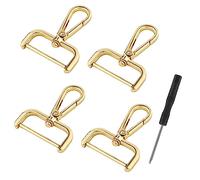 4pcs Snap Hook Swivel Clasp, 1.5in D-Rings Swivel Snap Hooks with Small Screwdrivers Replacement Alloy Lobster Claw Clasps for Keychain Purse Crossbody Handbags DIY Accessories (Gold)