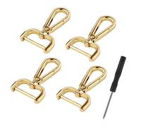 4pcs Snap Hook Swivel Clasp, 1in D-Rings Swivel Snap Hooks with Small Screwdrivers Replacement Alloy Lobster Claw Clasps for Keychain Purse Crossbody Handbags DIY Accessories (Gold)