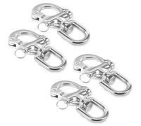 4pcs Snap Swivel Shackle 70mm 316 Stainless Steel 360 Degree Rotation Snap Shackle Quick Release D Links Carabiner Hooks for Sailing Rigging Sailboat Hardware