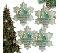 4PCS Snowflake-Shaped Sea Glass Friendship Decor, Christmas Ornaments Handmade Sea Glass Gift Pendant, Eternal Friendship Snowflake Keepsake for for Best Friends