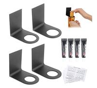 4PCS Soap Bottle Dispenser Holder, Wall Mounted Holder Soap Dispenser, Stainless Steel Wall Mounted Pump Hand Stand for Kitchen Bathroom, Black