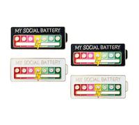 4Pcs Social Battery Pin,My Social Battery Badage,Social Battery Badge for 7 Days Mood,Cute Pins,My Social Battery Badge Allow You to Silently Indicate Your Mood